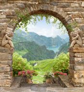 Фотообои арка с видом на горы