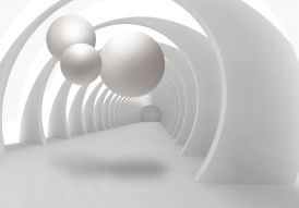 Фреска 3D абстракция тоннель с шарами