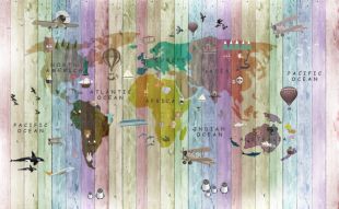 Фреска Карта мира на досках