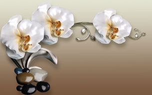 Фреска Орхидея с камушками