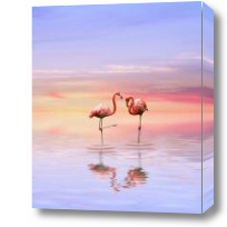 Картина розовый фламинго