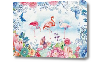 Картина Фламинго в цветах