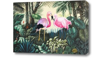 Картина Фламинго в джунглях
